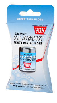 Poh Classic White Dental Floss Litewaxed 100Yd