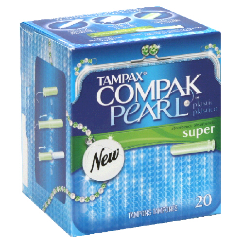 Tampax Compak Pearl Plastic Super Tampons 20 Ct.