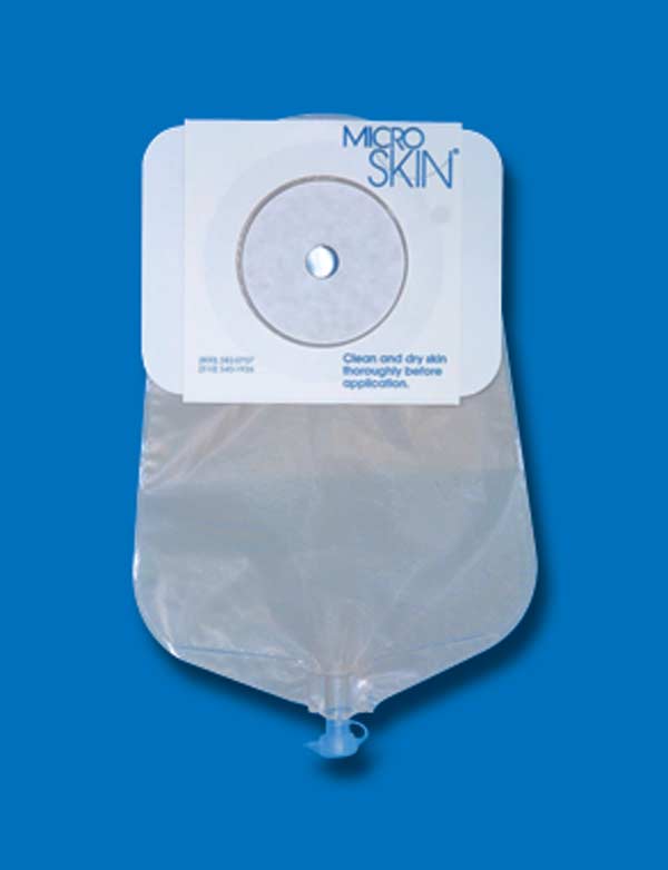 Image 0 of Cymed 9'' Urostomy Clear Pouch Cut-To-Fit Upto 1 1/2'' 3mm Mircoderm Washer 10