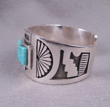 Image 5 of Erick Begay Navajo ''Diminishing Light'' Cornrow Inlay Silver Bracelet