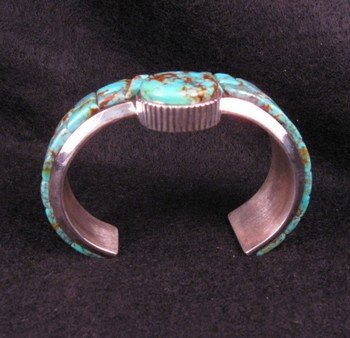 Image 4 of Ex-Large James McCabe, Navajo, Turquoise Cobblestone Silver Bracelet