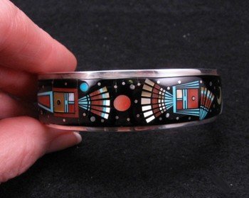 Image 5 of Native American Navajo Inlay Bracelet by Erwin Tsosie