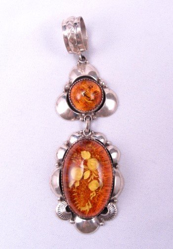 Image 3 of Big Navajo ~ Clem Nalwood ~ Amber Sterling Silver Pendant