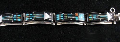 Image 4 of Sammy Smith ~ Navajo ~ Micro-Inlay Kachina Link Bracelet