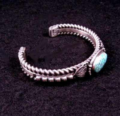 Image 3 of Navajo Turquoise Silver Cuff Bracelet, Darryl Becenti