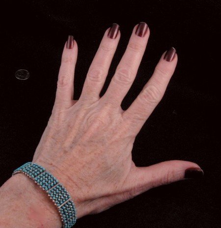 Image 3 of Zuni 5-Row 175 Snake Eye Turquoise Silver Cuff Bracelet, April Haloo