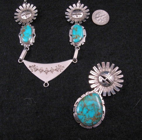 Image 3 of Native American Sun Kachina Turquoise Necklace by Navajo, Nelson Morgan