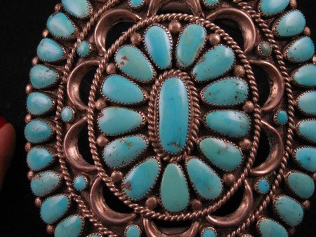 Image 6 of Rare Vintage 1950-60's Zuni Doris & Warren Ondelacy Turquoise Cluster Bracelet