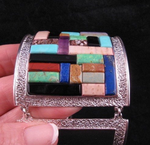 Image 5 of Hopi Inlay * Warrior Woman * Bracelet, Bennard & Frances Dallasvuyaoma