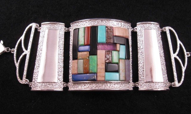 Image 8 of Hopi Inlay * Warrior Woman * Bracelet, Bennard & Frances Dallasvuyaoma