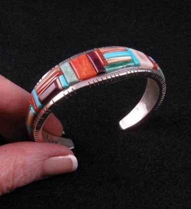 Image 3 of David Tune Navajo/Creek Multi-stone Inlay Bracelet