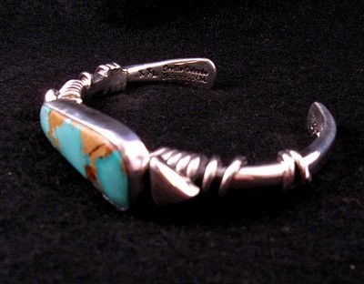 Image 3 of Navajo Orville Tsinnie Royston Turquoise Silver Wrap Bracelet XXL