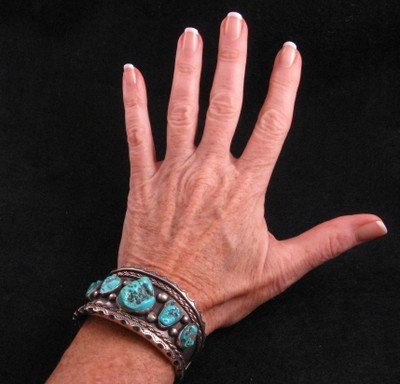 Image 6 of Dead Pawn Navajo Turquoise Silver Cuff Bracelet