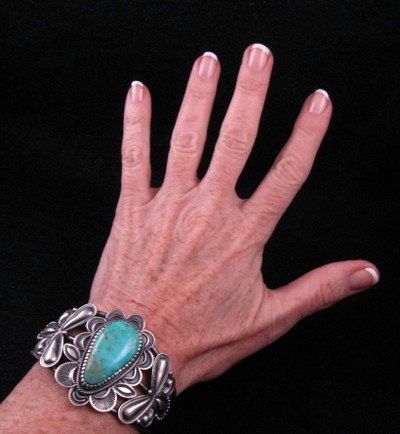 Image 3 of Navajo Kirk Smith Turquoise Sterling Silver Bracelet