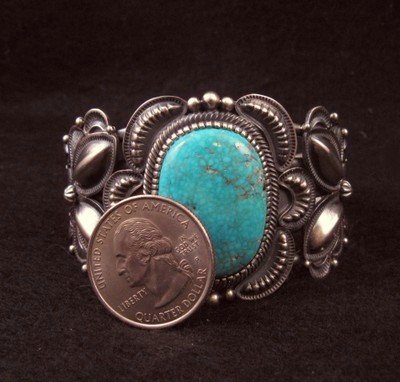 Image 6 of Kirk Smith Navajo Old Pawn Style Turquoise Silver Bracelet
