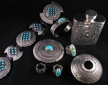 Image 3 of Daniel Sunshine Reeves Navajo Native American Silver Flask Canteen