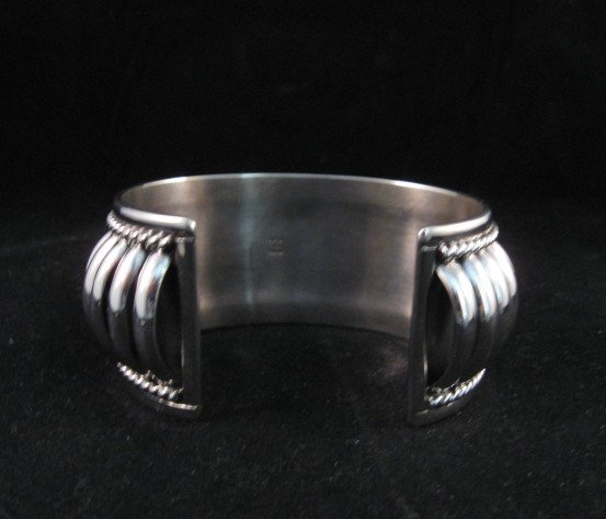 Image 5 of American Indian Navajo Sterling Silver Ribbed Bracelet, Thomas Charley