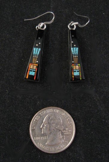 Image 3 of Clayton Tom, Navajo, Reversible Starry Nite / Monument Valley Earrings