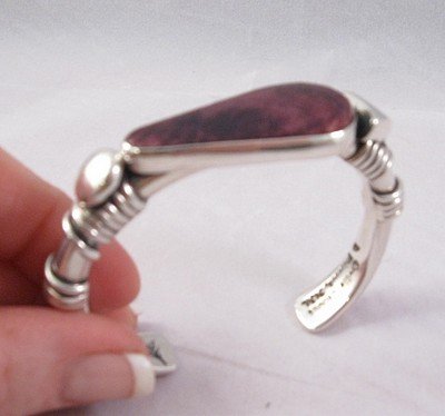 Image 3 of Navajo Orville Tsinnie Purple Spiny Oyster S/S Wrap Bracelet, Large 