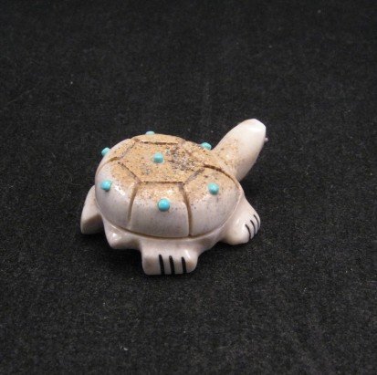 Image 3 of Zuni Fetish - Small Smiling Turtle - Antler - Claudia Peina 