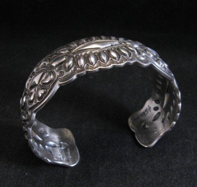 Image 3 of Navajo Darryl Becenti Repousse Stamped Sterling Silver Bracelet