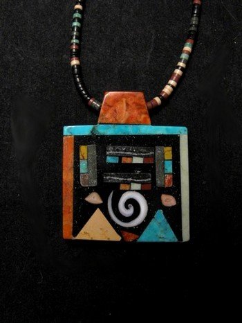 Image 3 of Mary Tafoya Santo Domingo Multi-Stone Inlay Necklace
