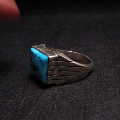 Image 3 of Navajo Native American Turquoise Silver Ring Sz13