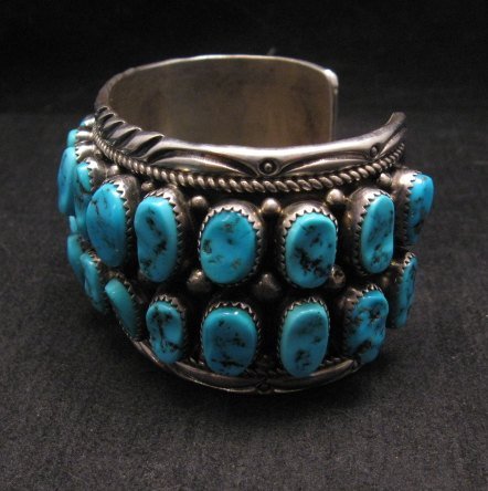 Image 3 of Big Native American Navajo Pawn Turquoise Cuff Bracelet