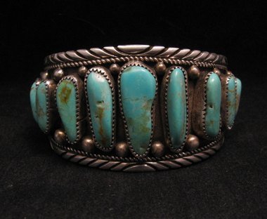 Image 6 of Native American Navajo Dead Pawn Turquoise Silver Bracelet