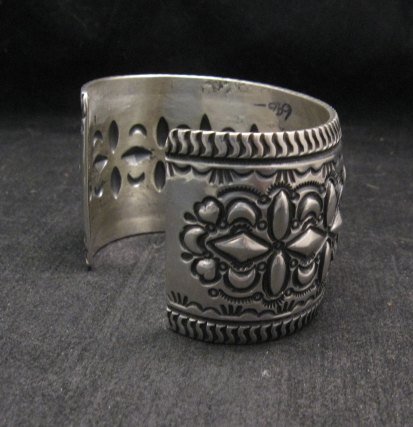 Image 3 of  Wide Darryl Becenti Repousse Stamped Sterling Silver Bracelet