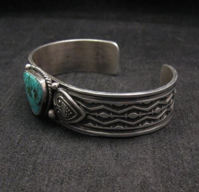 Image 4 of Daniel Sunshine Reeves ~ Navajo ~ Kingman Turquoise Silver Bracelet