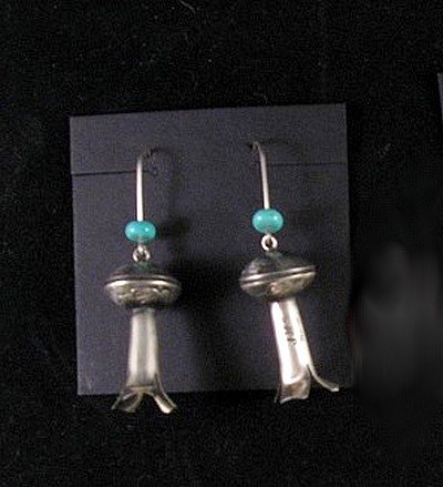 Image 4 of James Mccabe Navajo Old Coin (Real Dimes) Squash Blossom Earrings