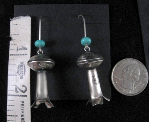 Image 1 of James Mccabe Navajo Old Coin (Real Dimes) Squash Blossom Earrings