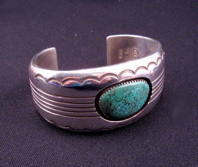 Image 1 of Gene & Martha Jackson, Navajo, Turquoise Silver Cuff Bracelet
