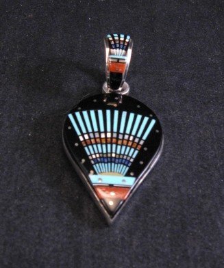 Image 2 of Ervin Tsosie Navajo Micro Inlaid Silver Pendant