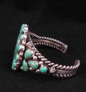 Image 2 of Big Navajo Turquoise Cluster Silver Bracelet, Darryl Becenti