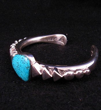 Image 2 of Orville Tsinnie Kingman Turquoise Silver Pyramid Bracelet