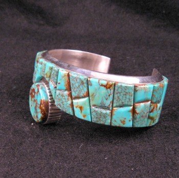 Image 1 of Ex-Large James McCabe, Navajo, Turquoise Cobblestone Silver Bracelet