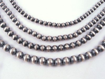 Details about   22" Navajo Pearls Sterling Silver 8mm Beads Necklace 