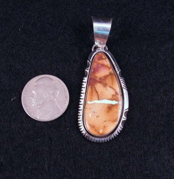 Image 1 of Navajo Boulder / Ribbon Turquoise Silver Pendant, Bea Johnson