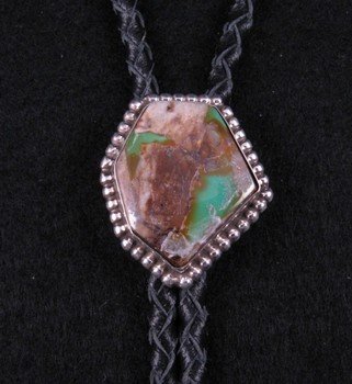 Image 1 of Native American Navajo Boulder Turquoise Silver Bolo 