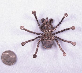 Image 2 of Vintage Native American Turquoise Silver Spider Pendant