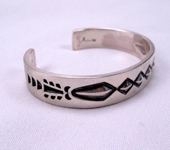 Image 2 of Navajo Hand Made Sterling Silver Cuff Bracelet, Fidel Bahe 
