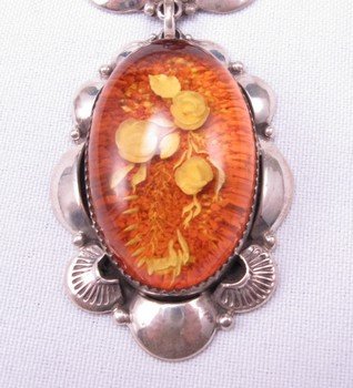 Image 2 of Big Navajo ~ Clem Nalwood ~ Amber Sterling Silver Pendant