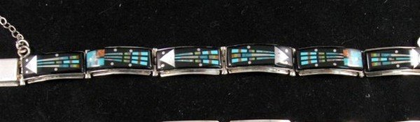 Image 1 of Sammy Smith ~ Navajo ~ Micro-Inlay Kachina Link Bracelet