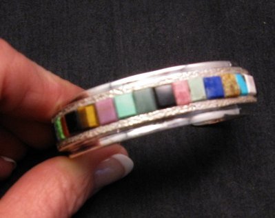 Image 0 of Hopi Multi Stone Inlay Bracelet, Bennard & Frances Dallasvuyaoma