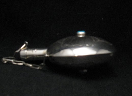 Image 2 of Native American Navajo Sterling Silver Turquoise Canteen 