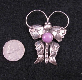 Image 1 of Joe Eby Purple Charoite Sterling Silver Butterfly Pin