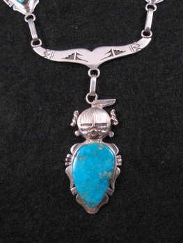 Image 1 of Kachina Turquoise Silver Necklace by Navajo, Nelson Morgan 