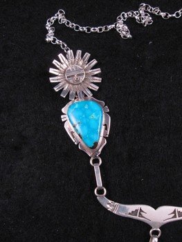 Image 2 of Kachina Turquoise Silver Necklace by Navajo, Nelson Morgan 